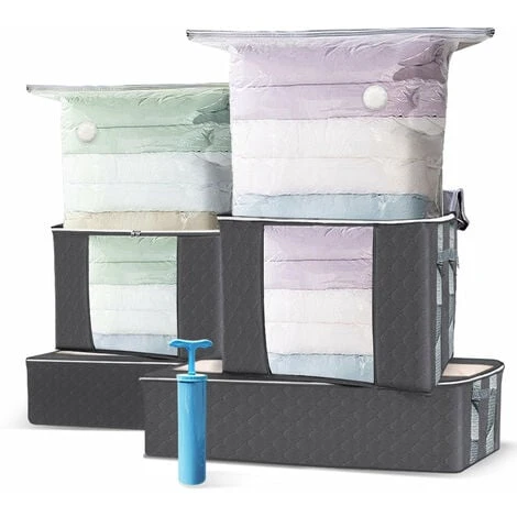 Lot De 9 Sac De Rangement Sous Vide Non Tisse XXL Gris 1 Lot De 9 Sac De Rangement Sous Vide Non Tisse XXL Gris
