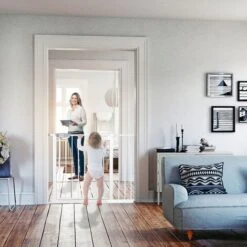 Froadp Barrière De Sécurité Extensible, Barrière De Pression Sans Perçage, Grilles De Porte Barrières Pour Bébé Et Chiens, Porte De Protection D'escalier En Métal Largeur Réglable(Blanc, 75-85cm) -Mottetch Boutique 72872620 3