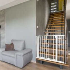 Froadp Barrière De Sécurité Extensible, Barrière De Pression Sans Perçage, Grilles De Porte Barrières Pour Bébé Et Chiens, Porte De Protection D'escalier En Métal Largeur Réglable(Blanc, 75-85cm) -Mottetch Boutique 72872620 4