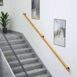 Main Courante D'escalier Ronde En Bois Massif—50 Cm Trousse D'outils Complète, Garde-Corps Antidérapants Pour L'intérieur De La Maison, Mains Courantes En Bois Sûres Pou ,Lefou -Mottetch Boutique 75167250 3