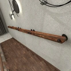 Main Courante Main Courante D'escalier 30cm, Mains Courantes Intérieures En Bois Antidérapantes De Sécurité, Rampes De Terrasse De Lofts De Couloir De Jardin Fixés Au Mur, Tige/ LionKnight -Mottetch Boutique 75367839 4