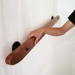 Kit Complet De Main Courante, Main Courante En Bois, Barres De Support De Couloir De Main Courante Antidérapante Pour Loft Intérieur, 2 Bases En Fer Forgé (Size : 50cm),Seuçais -Mottetch Boutique 75528398 5