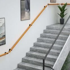 Runder Treppenhandlauf Aus Massivholz - 50 Cm Komplettes Werkzeugset, Rutschfeste Geländer Für Den Innenbereich, Sichere Handläufe Aus Holz Für ,13Thirteen -Mottetch Boutique 75591588 5