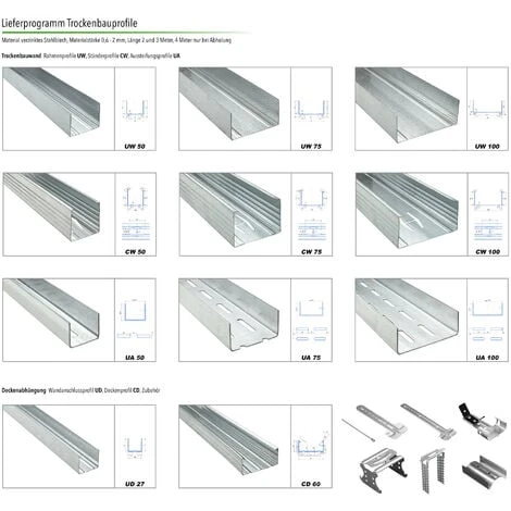 CD UD CW UA Profilés Pour Cloisons Sèches 2-3m Profilé De Plafond: UD 27, 12 Mètres 4 CD UD CW UA Profilés Pour Cloisons Sèches 2-3m Profilé De Plafond: UD 27, 12 Mètres – Image 4