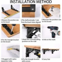 Héloise Lot De 2 Equerre Etagere 300mm, Support Console Pliable, Acier Inoxydable Equerre Rabattable Murale, 60KG/132lbs Porteur 9 Héloise Lot De 2 Equerre Etagere 300mm, Support Console Pliable, Acier Inoxydable Equerre Rabattable Murale, 60KG/132lbs Porteur -Mottetch Boutique 77544061 5