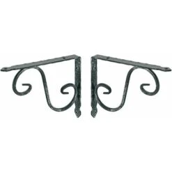 2x Equerre Console Rigide Acier Forgé Noir Antique 150 X 115mm Vintage Capacité De Charge 15kg Par Pièce Rustique Meuble Etagère Armoire Support Renfort Décoration Ancien Tablette Fixation