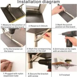 Étagère Murale Pliante De 500 Mm, Support De Pliant En Acier Inoxydable 304 Pour établi, Équerre Pliante Support, Equerre Pour Etagere Murale（2 Pièces), Argenté -Mottetch Boutique 78572880 5