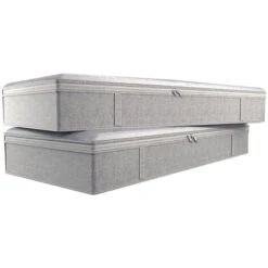 Sacs Pliables Sous Le Lit, 2 Paquets, Grandes Botes De Rangement Sous Le Lit, Sacs De Rangement épais Et Respirants Sous Le Lit Pour Vêtements, Organisateur à Fermeture éclair,Gris Clair