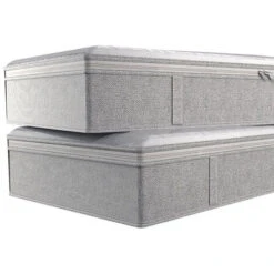 Sacs Pliables Sous Le Lit, 2 Paquets, Grandes Botes De Rangement Sous Le Lit, Sacs De Rangement épais Et Respirants Sous Le Lit Pour Vêtements, Organisateur à Fermeture éclair,Gris Clair -Mottetch Boutique 78766891 4