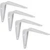 4x Equerre Console Rigide En Acier Pour étagère à Visser Meuble Support Renfort Mural Universel Décoration DIY Tablette Fixation, 100 X 125mm Blanc