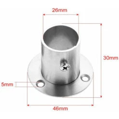 2 Pièces Support De Tube Rond En Acier Inoxydable, Ensemble De Bride De Tige, Support De Tige De Garde-robe, Support De Tige De Tringle à Vêtements, Support D'extrémité De Tige De Direction Avec Vis Z -Mottetch Boutique 79990421 3