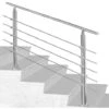 SWANEW Rampe D'escalier Acier Inoxydable Main Courante Balustrade Garde-corps Argenté 180 Cm 5 Crossbars