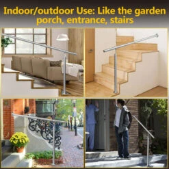 Hengda Rampe D'escalier Main Courante Pour Escalier Extérieu Intérieur Extérieur Entrée Maison Fixation Mur Angle Réglable Matériel Montage Inclu 80cm -Mottetch Boutique 80246795 5