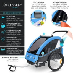KESSER® Remorque Pour Enfants Remorque De Vélo Sport-RX 2en1 Fonction De Running Remorque De Vélo Pour Enfants + Ceinture De Sécurité 5 Points 360°- Roue Avant Jogger Poussette Vélo , Bleu 7 KESSER® Remorque Pour Enfants Remorque De Vélo Sport-RX 2en1 Fonction De Running Remorque De Vélo Pour Enfants + Ceinture De Sécurité 5 Points 360°- Roue Avant Jogger Poussette Vélo , Bleu -Mottetch Boutique 80429228 3
