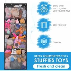 Rangement Pour Animaux En Peluche, Sac Organisateur Au-dessus De La Porte Pour Peluches, Jouets Pour Enfants, Accessoires Pour Bébé, Support De Rangement Suspendu Pour Chambre D'enfant, Salle De Bain, -Mottetch Boutique 80873490 5