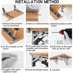 AIDUCHO Étagère Murale Pliante De 600 Mm 2 Pièces, Cadre De Support D'étagère De Garage, Support De Support Pliant En Acier Inoxydable Pour établi, 200KG Porteur (sans Planche De Bois) -Mottetch Boutique 80966486 5