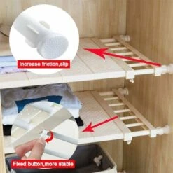 AQIUO Étagères Extensibles Armoire Organisateur Placard Rangement Placard Étagère Pour Cuisine, Blanc Airing Placard Étagères Support De Rangement Réglable, Organisateur Sous Évier Étagère à Chaussure -Mottetch Boutique 81297172 4