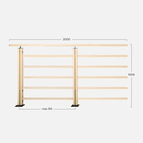 NERO Traverses - Kit Garde-corps 2m Prêt à Poser En Hêtre 5 NERO Traverses - Kit Garde-corps 2m Prêt à Poser En Hêtre – Image 5