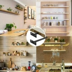 4Pcs Support D'Étagère Flottante, Support D'Étagère Invisible En Métal, Support D’ Étagère Caché Robuste, Support Pour Étagère En Bois Invisible（10mm），Superma -Mottetch Boutique 83761321 5