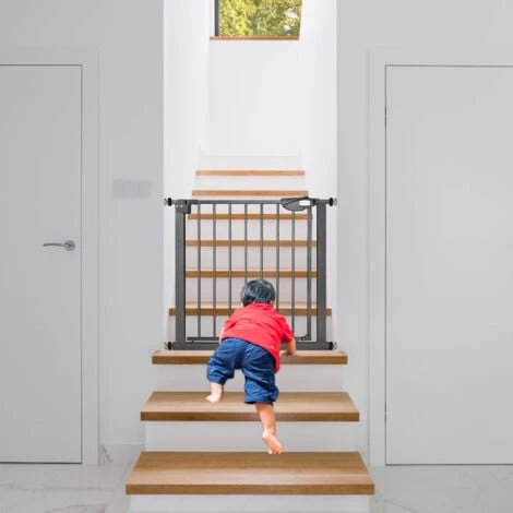 AUFUN 75-85cm Stair Protection Grille Children Grille D'ouverture Bidirectionnelle, Grilles De Protection De Porte Sans Forage, Pour Enfants, Noir 4 AUFUN 75-85cm Stair Protection Grille Children Grille D'ouverture Bidirectionnelle, Grilles De Protection De Porte Sans Forage, Pour Enfants, Noir – Image 4