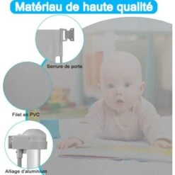AUFUN Barrière De Sécurité Extensible, Barrière D'escalier, Barrière De Sécurité, Pour Jeunes Enfants, Bébé, 88.5x150cm, Gris -Mottetch Boutique 83907147 3