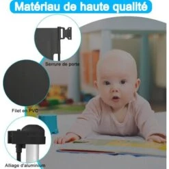 AUFUN Barrière De Sécurité Extensible, Barrière D'escalier, Barrière De Sécurité, Pour Jeunes Enfants, Bébé, 88.5x180cm, Noir -Mottetch Boutique 83907153 3