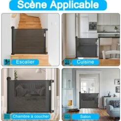 AUFUN Barrière De Sécurité Extensible, Barrière D'escalier, Barrière De Sécurité, Pour Jeunes Enfants, Bébé, 88.5x180cm, Noir -Mottetch Boutique 83907153 4
