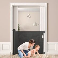 AUFUN Barrière De Sécurité Extensible, Barrière D'escalier, Barrière De Sécurité, Pour Jeunes Enfants, Bébé, 88.5x180cm, Noir -Mottetch Boutique 83907153 5
