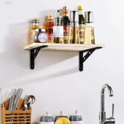 4PCS Supports Étagère, Murale Supports Étagère, Charges Lourdes Supports Equerre Avec Vis, Mural Équerre De Fixation En Métal, Noir Support Étagère Pour Cuisine Chambre Murale, 150 X 95 X 15mm, -Mottetch Boutique 85352115 4