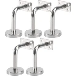 Lot De 5 Support Main Courante Inox - Murale Supports De Main Courante Pour Escalier Exterieur Intérieur, Rampe Escalier Bois, Rail D'escalier (6x8x5cm/2.7x3.1x2.0in)