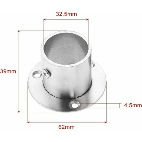 Set De 2 Supports Pour Poteaux De Garde-robe En Acier Inoxydable, Avec Brides, (32mm) 2 Set De 2 Supports Pour Poteaux De Garde-robe En Acier Inoxydable, Avec Brides, (32mm) – Image 2