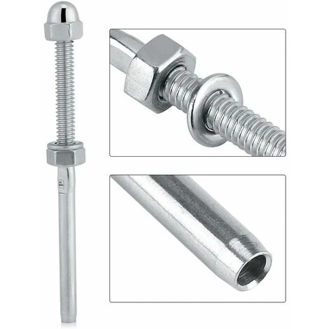 Câble Garde-corps Système Fileté Extrémité Du Goujon Terminal Pour 1/8 Câble Plate-forme Garde-corps Main Swage Tendeur De Câble En Acier Inoxydable(10pcs) 4 Câble Garde-corps Système Fileté Extrémité Du Goujon Terminal Pour 1/8 Câble Plate-forme Garde-corps Main Swage Tendeur De Câble En Acier Inoxydable(10pcs) – Image 4