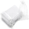 Sacs Organza Sachets Pochettes Cadeau En Organza 10x15cm, 100Pcs Sac à Bijoux, Pour Mariage Bonbons, Blanc HA