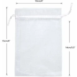 Sacs Organza Sachets Pochettes Cadeau En Organza 10x15cm, 100Pcs Sac à Bijoux, Pour Mariage Bonbons, Blanc HA 7 Sacs Organza Sachets Pochettes Cadeau En Organza 10x15cm, 100Pcs Sac à Bijoux, Pour Mariage Bonbons, Blanc HA -Mottetch Boutique 86065493 3
