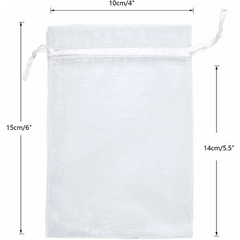Sacs Organza Sachets Pochettes Cadeau En Organza 10x15cm, 100Pcs Sac à Bijoux, Pour Mariage Bonbons, Blanc HA 3 Sacs Organza Sachets Pochettes Cadeau En Organza 10x15cm, 100Pcs Sac à Bijoux, Pour Mariage Bonbons, Blanc HA – Image 3