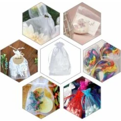 Sacs Organza Sachets Pochettes Cadeau En Organza 10x15cm, 100Pcs Sac à Bijoux, Pour Mariage Bonbons, Blanc HA 8 Sacs Organza Sachets Pochettes Cadeau En Organza 10x15cm, 100Pcs Sac à Bijoux, Pour Mariage Bonbons, Blanc HA -Mottetch Boutique 86065493 4