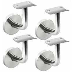 4 Pièces Supports De Main Courante Fixés Au Mur, Supports De Rampe D'escalier En Acier Inoxydable, Support De Main Courante Avec Rosette De Couverture Pour Intérieur Et Extérieur