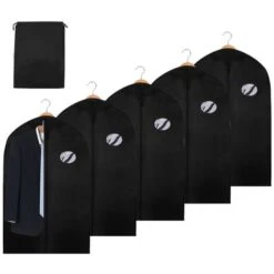 SWANEW 10x Housse à Vêtements 100 X 60cm Housse De Protection Noire 2 Avec Sac à Chaussures