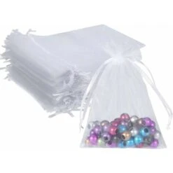 Lot De 100 Pochettes à Bijoux Avec Cordon De Serrage Pour Fête De Mariage, Cadeau De Faveur De Noël, Pochettes Blanches Avec Cordon De Serrage Pour Fête De Mariage, 7,5 X 10 Cm