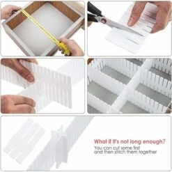 Organisateur De Tiroir, 12 Unité(s), Grille Diviseur De Tiroir, Réglable, Séparateurs De Tiroir En Plastique Pour Sous-vêtements, Chaussettes, Ceintures, Fournitures De Bureau (Blanc) -Mottetch Boutique 87577077 3