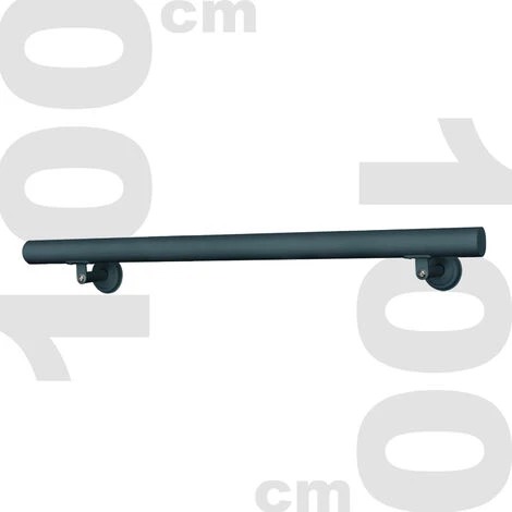 Kit Main Courante Rambarde Support Mural 100cm Anthracite Escaliers Poignée 2 Kit Main Courante Rambarde Support Mural 100cm Anthracite Escaliers Poignée – Image 2