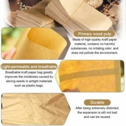 Sacs En Papier Kraft Marron 10 6 Cm Sac Alimentaire Pochette Kraft Graines Sachet Recyclable Sac En Kraft Papier Vintage Pour Semences Bonbons Biscuits Lettres，Starlight，100Pcs -Mottetch Boutique 88211816 3