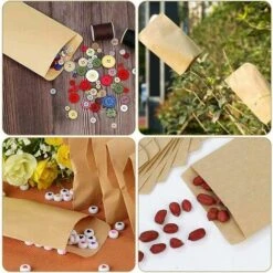 Sacs En Papier Kraft Marron 10 6 Cm Sac Alimentaire Pochette Kraft Graines Sachet Recyclable Sac En Kraft Papier Vintage Pour Semences Bonbons Biscuits Lettres，Starlight，100Pcs -Mottetch Boutique 88211816 5