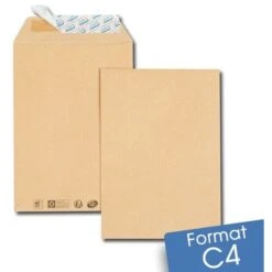 Lot De 50 Enveloppes Kraft Brun C4 Auto-adhésives