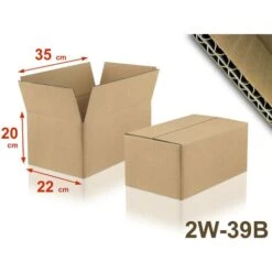 Lot De 5 Cartons Double Cannelure 2W-39B Format 350 X 220 X 200 Mm
