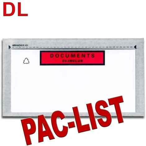Lot De 100 Pochettes Documents Ci-inclus PAC-LIST DL 2 Lot De 100 Pochettes Documents Ci-inclus PAC-LIST DL – Image 2