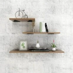 Support D'étagère En Triangle En Métal Flottant,Equerre Etagere Mural Aveugles Dissimulés,Chambre à Coucher Salon Salle De Bain Bricolage Décoration Support,2 Pièces (17x13cm/6.7x5.1in,black) -Mottetch Boutique 89256864 4