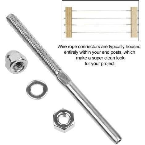 10 Pcs Tendeurs De Câbles Filetés Fendeur Câble Inox Garde Corps Câble Tendu Câble Inox Garde Corps Connecteur De Câble Métallique Avec Écrou Joint Pour Systèmes Gréement Garde-Corps 1/8",Superma 4 10 Pcs Tendeurs De Câbles Filetés Fendeur Câble Inox Garde Corps Câble Tendu Câble Inox Garde Corps Connecteur De Câble Métallique Avec Écrou Joint Pour Systèmes Gréement Garde-Corps 1/8",Superma – Image 4