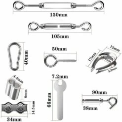 30m Corde En Acier Inoxydable à Suspendre Kit,2mm Câble En Acier Inoxydable Revêtu Avec Tendeur Et Crochets,pour Suspension Lumineuse,plante Grimpante,corde A Linge,rideau Pergola,rambarde. -Mottetch Boutique 90519650 3