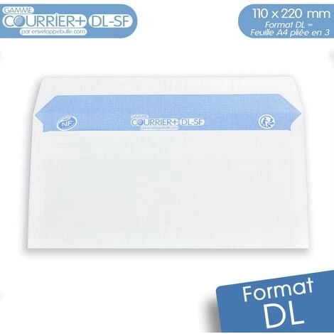 Lot De 100 Enveloppes Blanches DL - Gamme Courrier+ (sans Fenêtre) 1 Lot De 100 Enveloppes Blanches DL - Gamme Courrier+ (sans Fenêtre)